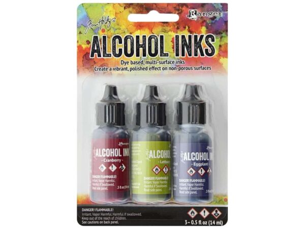 Ranger Alcohol ink - Litir: Cranberry, Lettuce, Eggplant