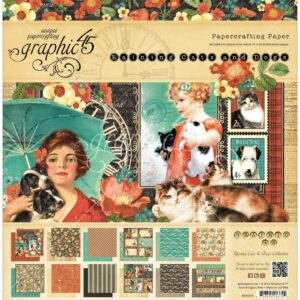 Graphic 45 - 12x12 - Raining cats and dogs + chipboard og límmiðar