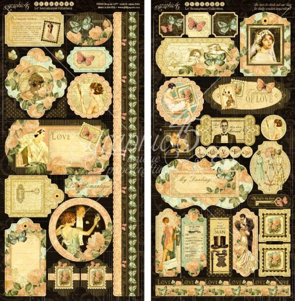 Graphic 45 - 12x12 - Le Romantique + chipboard og Límmiðar - Image 2