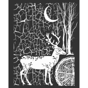 Stamperia - Mixed media stencill - Cosmos Deer and Bark