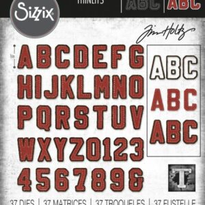 Sizzix - Tim Holtz - Skurðarmót - Alphanumeric Varsity