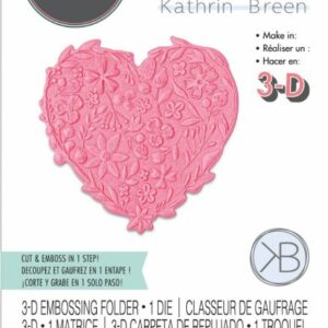 Sizzix Textured Impressions FLORAL HEART - 3D Embossing Folder  - Skurðarmót