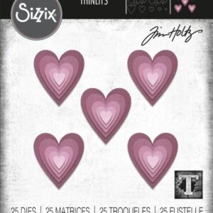 Sizzix - Tim Holtz - Skurðarmót -  STACKED TILES HEARTS