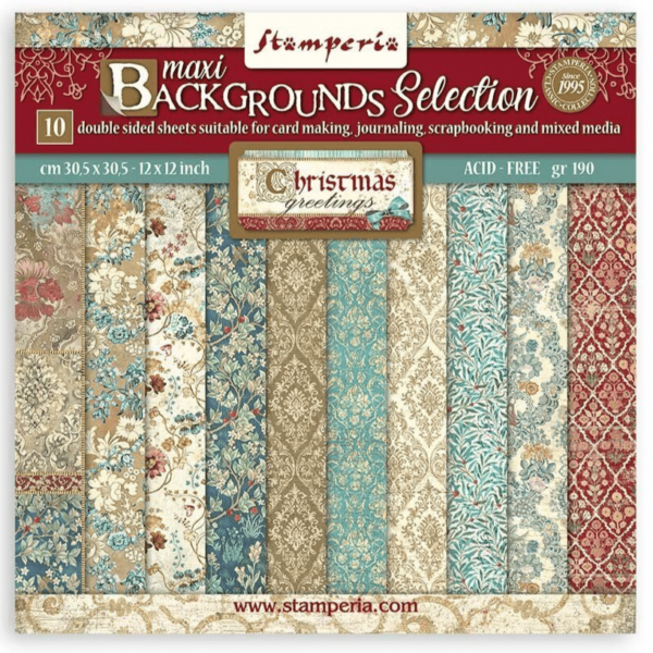 Stamperia - Christmas Greetings - Backgrounds -12x12
