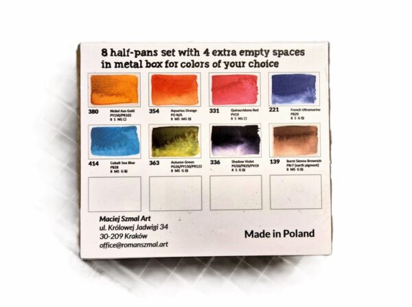 Roman Szmal : Aquarius : Watercolour Paint : Full Pan : Mini Palette Set of 8 : Apricot - Image 2