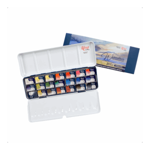 21 Watercolours set LANDSCAPE ROSA Gallery pans in metal case