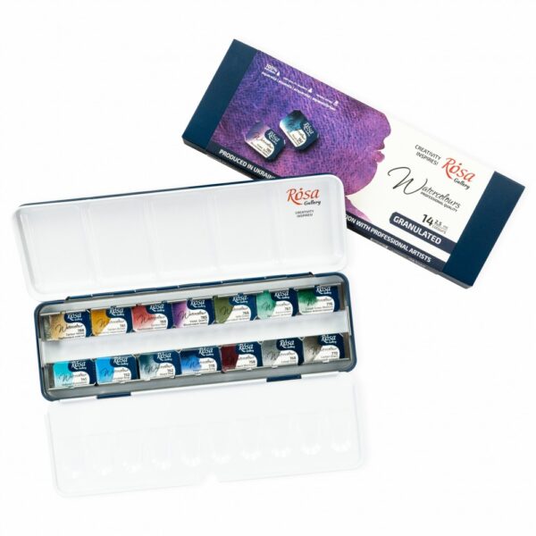 14 Artists' Watercolours in pans GRANULATED ROSA Gallery full pan - Image 2