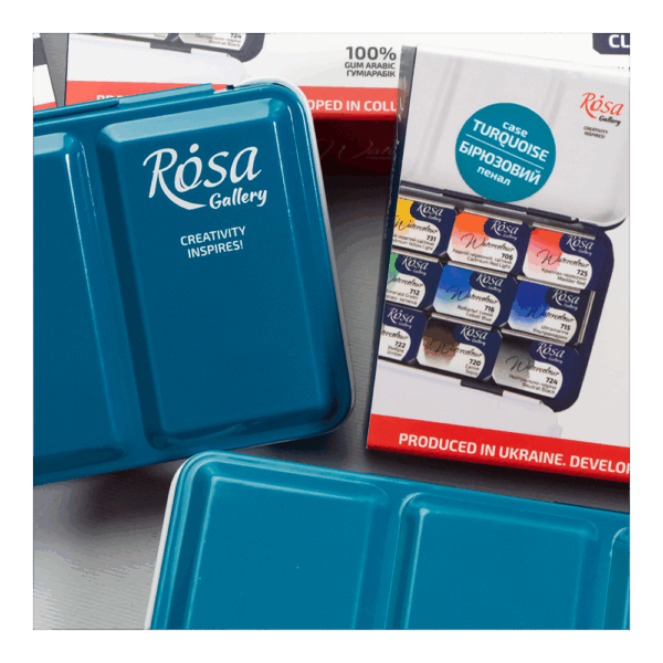 12 Watercolors sets CLASSIC ROSA Gallery (Turquoise) metal case