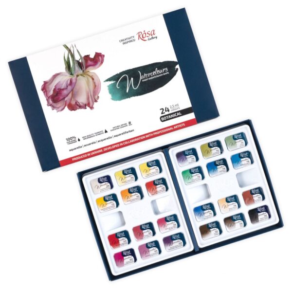 24 Watercolours set BOTANICAL ROSA Gallery full pan cardboard box - Image 2