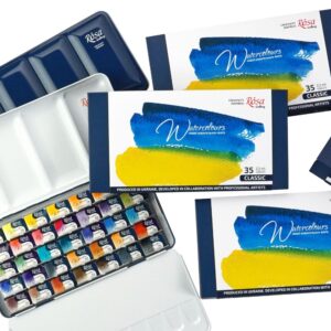 35 Watercolour sets CLASSIC ROSA Gallery pans in metal case