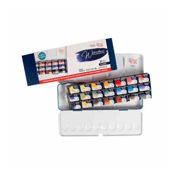 21 Watercolours sets CLASSIC ROSA Gallery pans in metal case - Image 2