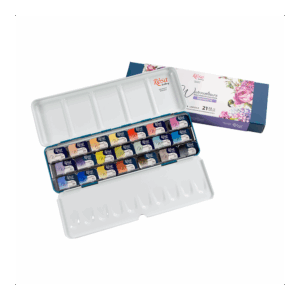 21 Watercolours set ROMANTIC ROSA Gallery pans in metal case