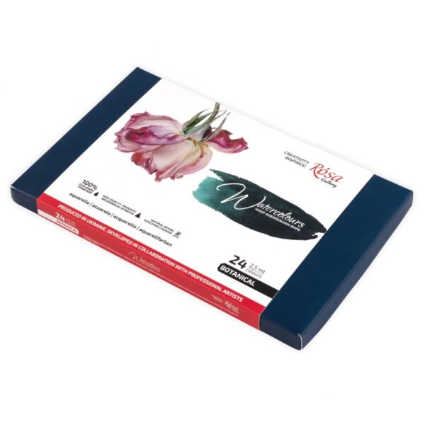 24 Watercolours set BOTANICAL ROSA Gallery full pan cardboard box