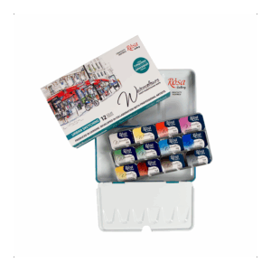 12 Watercolours set URBAN SKETCHING ROSA Gallery pans in metal case