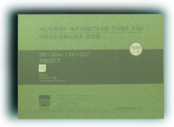 BAOHONG Watercolor Block, 100% Cotton, 140LB/300GSM Cold Press 38cmx26cm