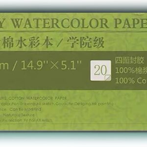 BAOHONG Watercolor Block, 100% Cotton, 140LB/300GSM Cold Press 38cm x 13cm