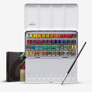 Royal Talens : Rembrandt Watercolour Paint : 48 Half Pan Metal Box Set : With Brush