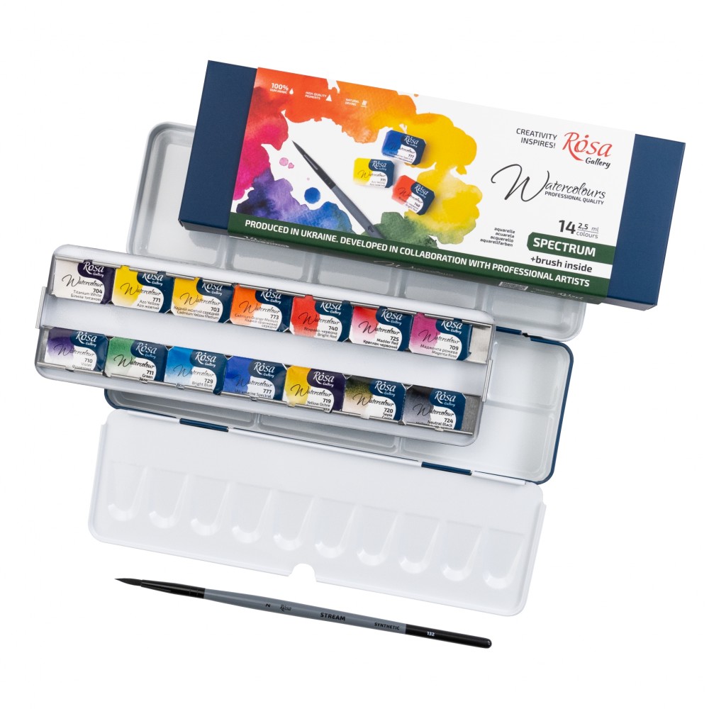 14 SPECTRUM watercolor sets + brush in metal cases ROSA Gallery - Image 3