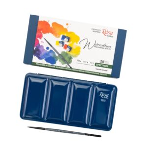 28 SPECTRUM watercolor sets + brush in metal cases ROSA Gallery