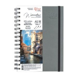 A5 Watercolor wirebound sketchbooks Watercolor by Fabriano, 200g/m2 - Anthracite