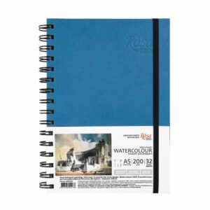 A5 Watercolour wirebound sketchbook, Watercolour by Smiltanis, 200g/m2 - Blue